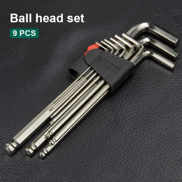 [EXTRA LONG] 9 pcs Ball Point Allen Key Wrench Set Heavy Duty Alan Key Set Tools Flat Head Allenkey Screwdriver Spanner